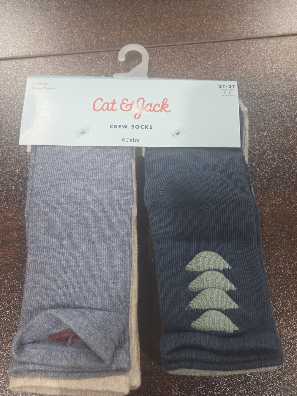 Cat & Jack Toddler 6pk Crew Socks Girls 2T-3T Gray & Beige. 6 Pairs
